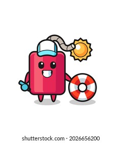 Cartoon mascot of dynamite as a beach guard , cute style design for t shirt, sticker, logo element
