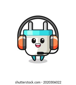 Cartoon mascot of electric plug as a customer service