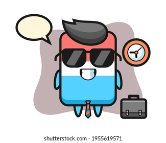 Cartoon mascot of eraser as a businessman, cute style design for t shirt, sticker, logo element