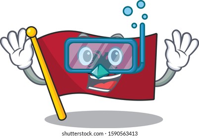 cartoon Mascot featuring flag albania Scroll wearing Diving glasses