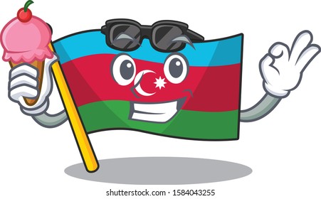 cartoon Mascot featuring flag azerbaijan with ice cream