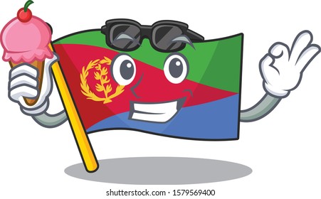 cartoon Mascot featuring flag eritrea with ice cream