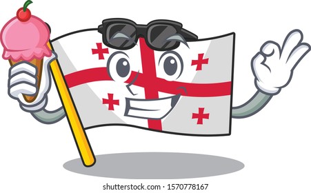 cartoon Mascot featuring flag georgia with ice cream