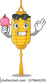 cartoon Mascot featuring lamp hanging with ice cream