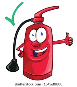 Cartoon mascot  of fire extinguisher . illustration