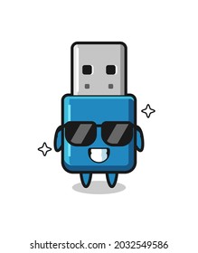 Cartoon mascot of flash drive usb with cool gesture , cute style design for t shirt, sticker, logo element