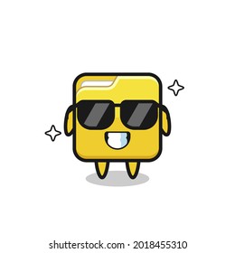 Mascota de caricatura de carpeta con gesto fresco, diseño de estilo lindo para camiseta, pegatina, elemento logotipo