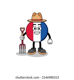 Cartoon mascot of france flag farmer , character design