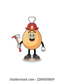 Cartoon mascot of fried chicken firefighter , character design