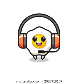 Cartoon mascot of fried egg as a customer service , cute style design for t shirt, sticker, logo element