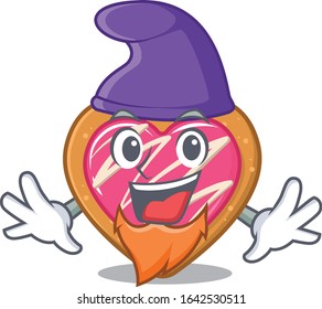 cartoon mascot of funny cookie heart dressed as an Elf