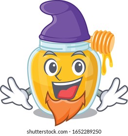 cartoon mascot of funny honey dressed as an Elf