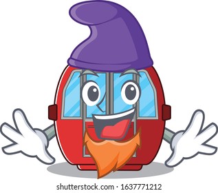 cartoon mascot of funny ropeway dressed as an Elf