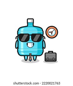 Cartoon mascot of gallon water bottle as a businessman , cute design