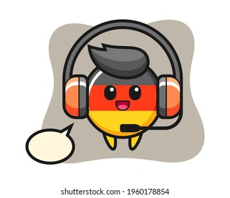 Cartoon mascot of germany flag badge as a customer service, cute style design for t shirt, sticker, logo element