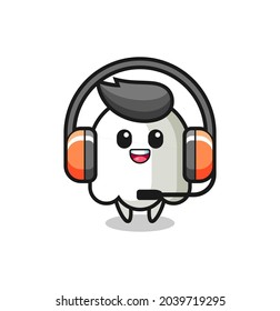 Cartoon mascot of ghost as a customer service , cute style design for t shirt, sticker, logo element