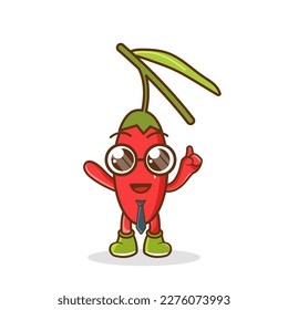 Cartoon mascot of goji berry as a businessman