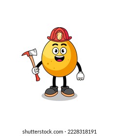 Cartoon mascot of golden egg firefighter , character design