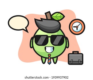 Cartoon mascot of guava as a businessman