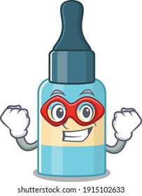 A cartoon mascot of hair oil in a fantastic Super hero character. Vector illustration