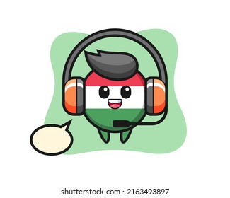 Cartoon mascot of hungary flag badge as a customer service , cute style design for t shirt, sticker, logo element
