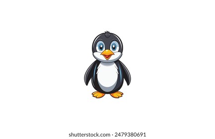 A cartoon mascot illustration of a cute baby penguin.