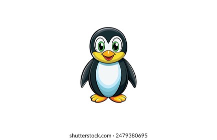 A cartoon mascot illustration of a cute baby penguin.