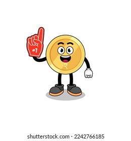 Cartoon mascot of indian rupee number 1 fans , character design