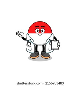 Cartoon mascot of indonesia flag doctor , character design