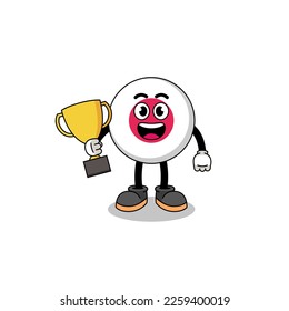 Cartoon mascot of japan flag holding a trophy , character design