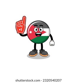 Cartoon mascot of jordan flag number 1 fans , character design