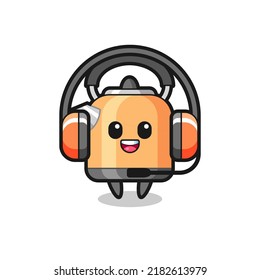 Cartoon mascot of kettle as a customer service , cute style design for t shirt, sticker, logo element