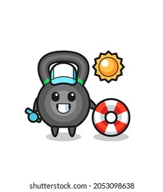 Cartoon mascot of kettlebell as a beach guard , cute style design for t shirt, sticker, logo element