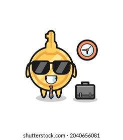 Cartoon mascot of key as a businessman , cute design