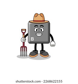 Cartoon mascot of keyboard B key farmer , character design