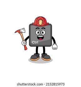 Cartoon mascot of keyboard control button firefighter , character design