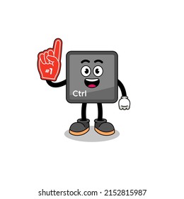Mascota de dibujos animados del botón de control de teclado número 1 ventiladores , diseño de caracteres