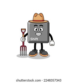 Mascota de dibujos animados del agricultor de teclas de cambio de teclado , diseño de caracteres