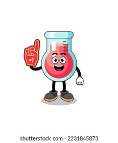 Cartoon mascot of laboratory beaker number 1 fans , character design