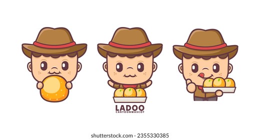 cartoon mascot with ladoo. set cartoon vector with different expressions, suitable for, logo brand, stickers, icons, etc.