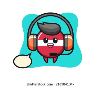 Cartoon mascot of latvia flag badge as a customer service , cute style design for t shirt, sticker, logo element