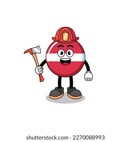 Cartoon mascot of latvia flag firefighter , character design