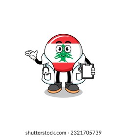 Cartoon mascot of lebanon flag doctor , character design
