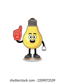 Cartoon mascot of light bulb number 1 fans , character design