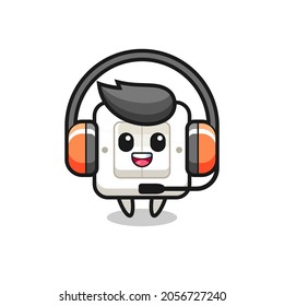 Cartoon mascot of light switch as a customer service , cute style design for t shirt, sticker, logo element