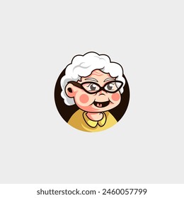 cartoon mascot logo of a beautiful grandmother posing with a very cute smile, suitable for all business needs
