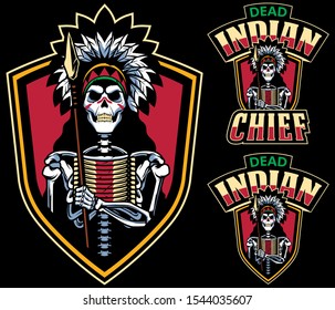 Cartoon mascot or logo with dead Indian tribal chief.