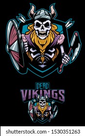 Cartoon mascot or logo with dead Viking.