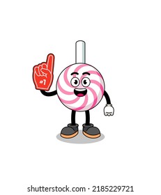 Cartoon mascot of lollipop spiral number 1 fans , character design