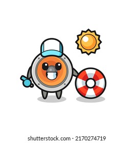 Cartoon mascot of loudspeaker as a beach guard , cute style design for t shirt, sticker, logo element